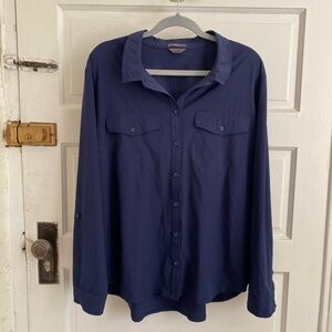 Eddie Bauer Women’s Deep Blue Button Up Shirt Size XXL